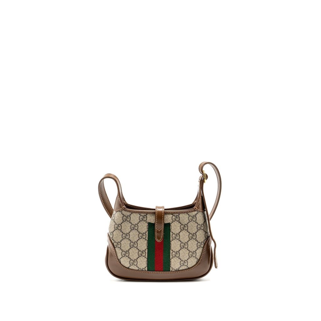 GUCCI JACKIE 1961 MINI SHOULDER BAG GG SUPREME CANVAS/CALFSKIN BROWN/MULTICOLOUR GHW