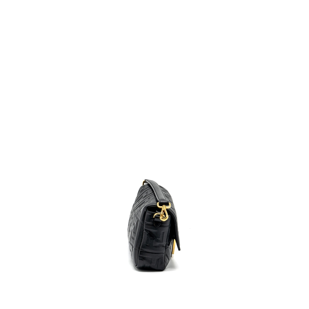 FENDI BAGUETTE BAG WITH FF MOTIF NAPPA BLACK GHW