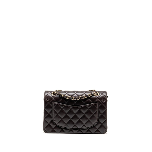 CHANEL SMALL CLASSIC DOUBLE FLAP BAG LAMBSKIN DARK BROWN LGHW (MICROCHIP)