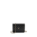 CHANEL SQUARE WALLET ON CHAIN CAVIAR BLACK LGHW (MICROCHIP)