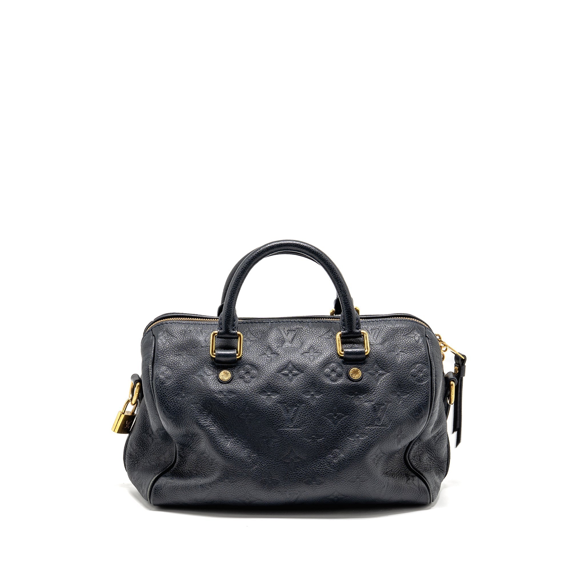 LOUIS VUITTON SPEEDY BANDOULIERE 25 MONOGRAM EMPREINTE LEATHER NAVY GHW