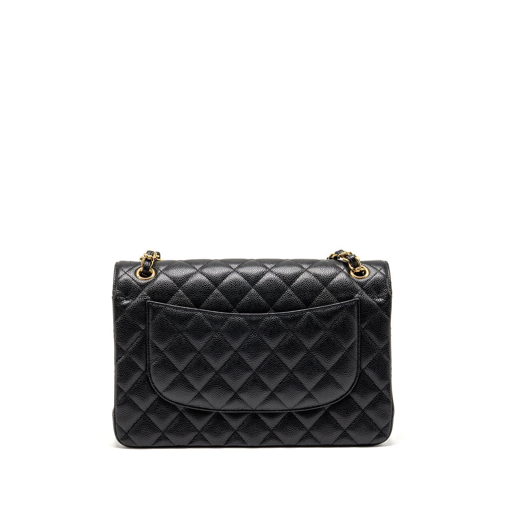 CHANEL JUMBO CLASSIC DOUBLE FLAP BAG CAVIAR BLACK GHW (MICROCHIP)