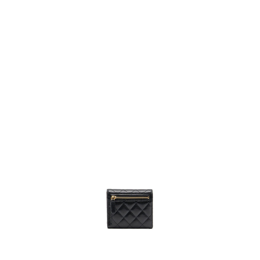 CHANEL CLASSIC COMPACT WALLET CAVIAR BLACK GHW