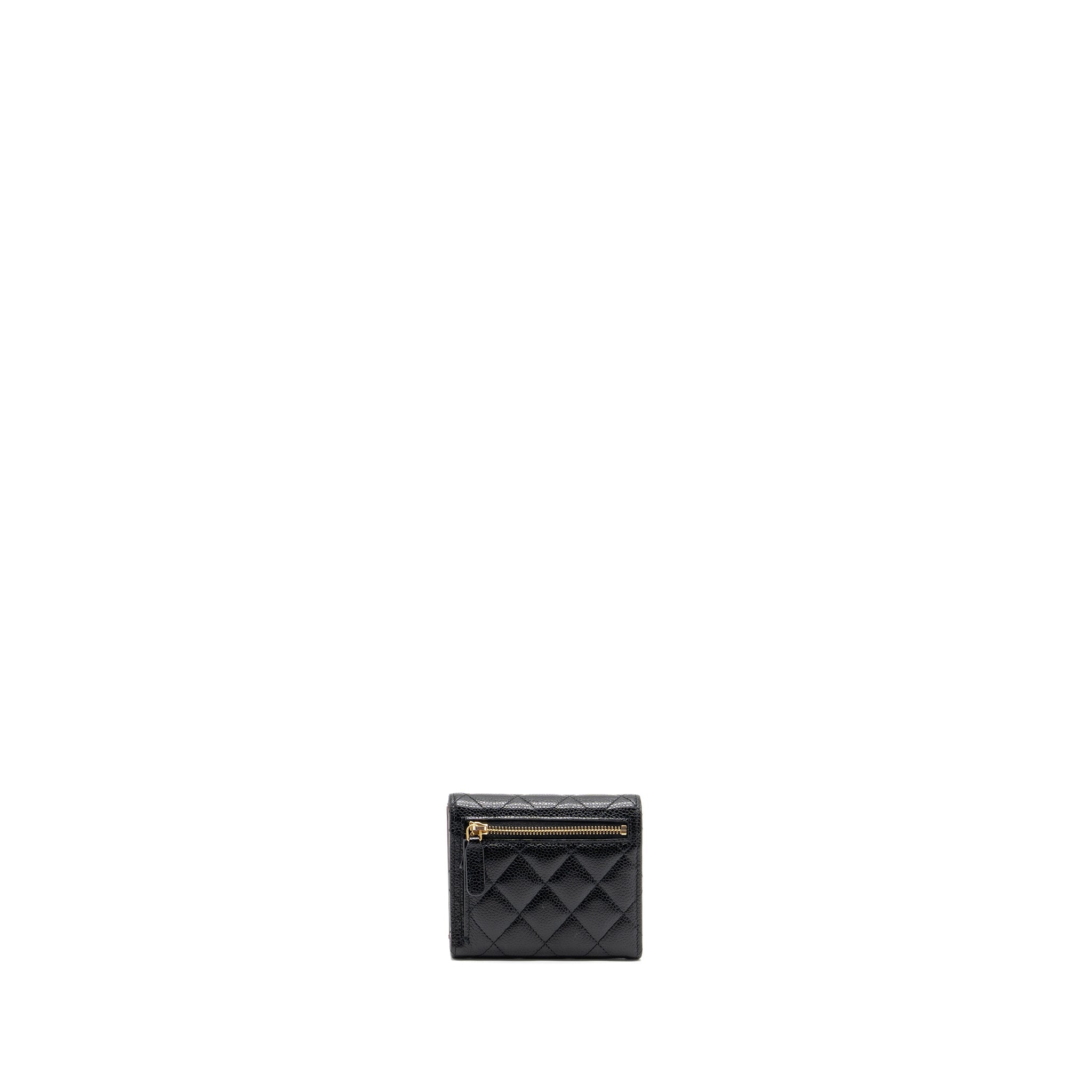 CHANEL CLASSIC COMPACT WALLET CAVIAR BLACK GHW