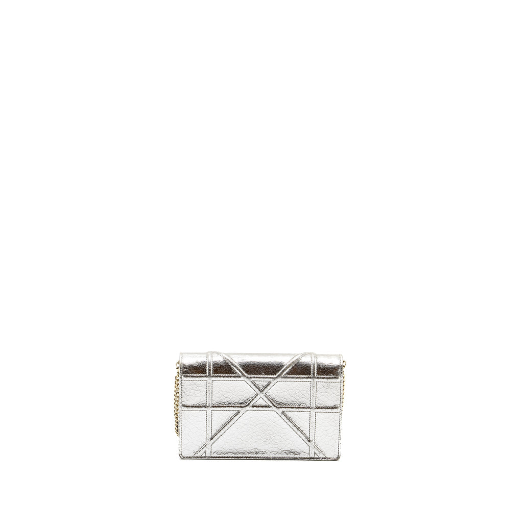 DIOR MINI DIORAMA BAG LEATHER METALLIC SILVER LGHW