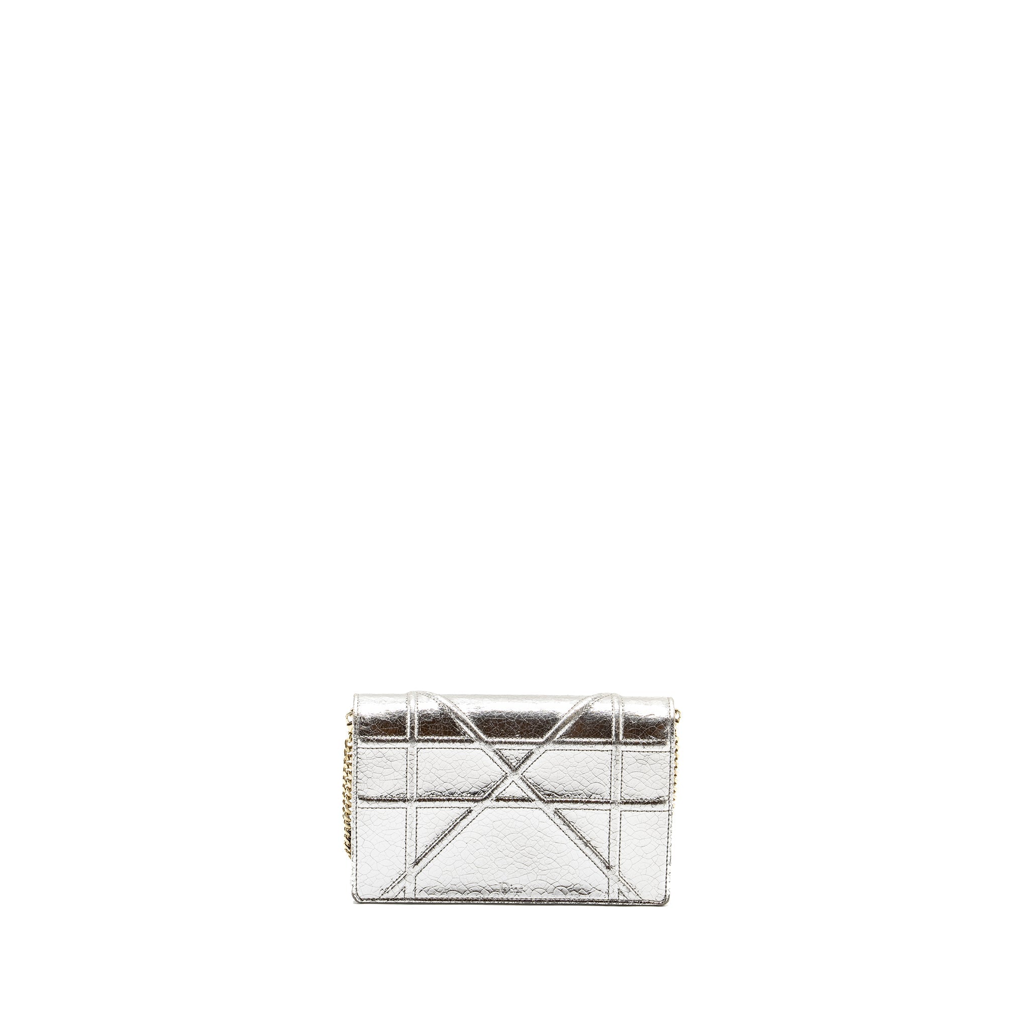DIOR MINI DIORAMA BAG LEATHER METALLIC SILVER LGHW