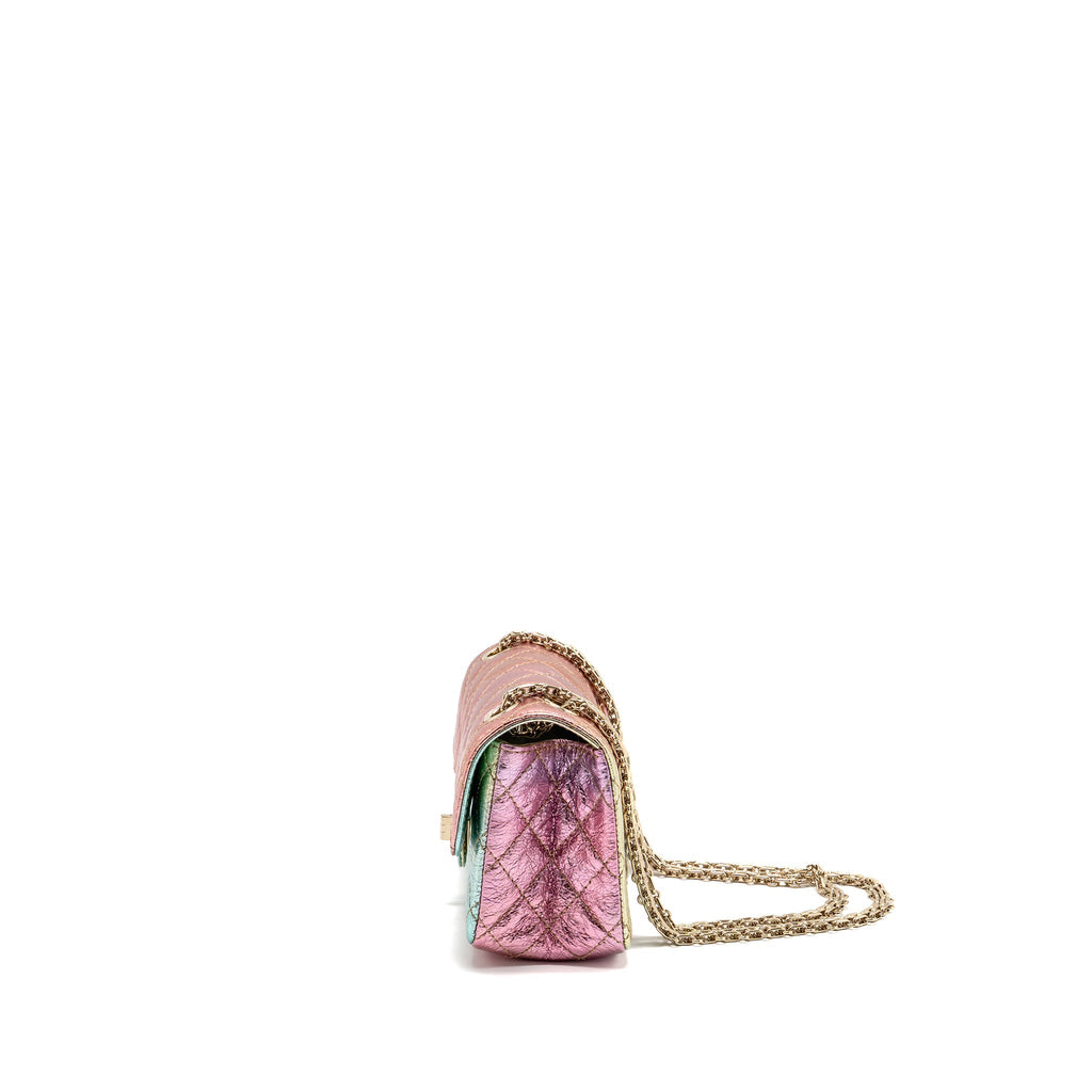 CHANEL 20A MINI 2.55 REISSUE FLAP BAG GOATSKIN LEATHER RAINBOW MULTICOLOR OMBRÉ LGHW