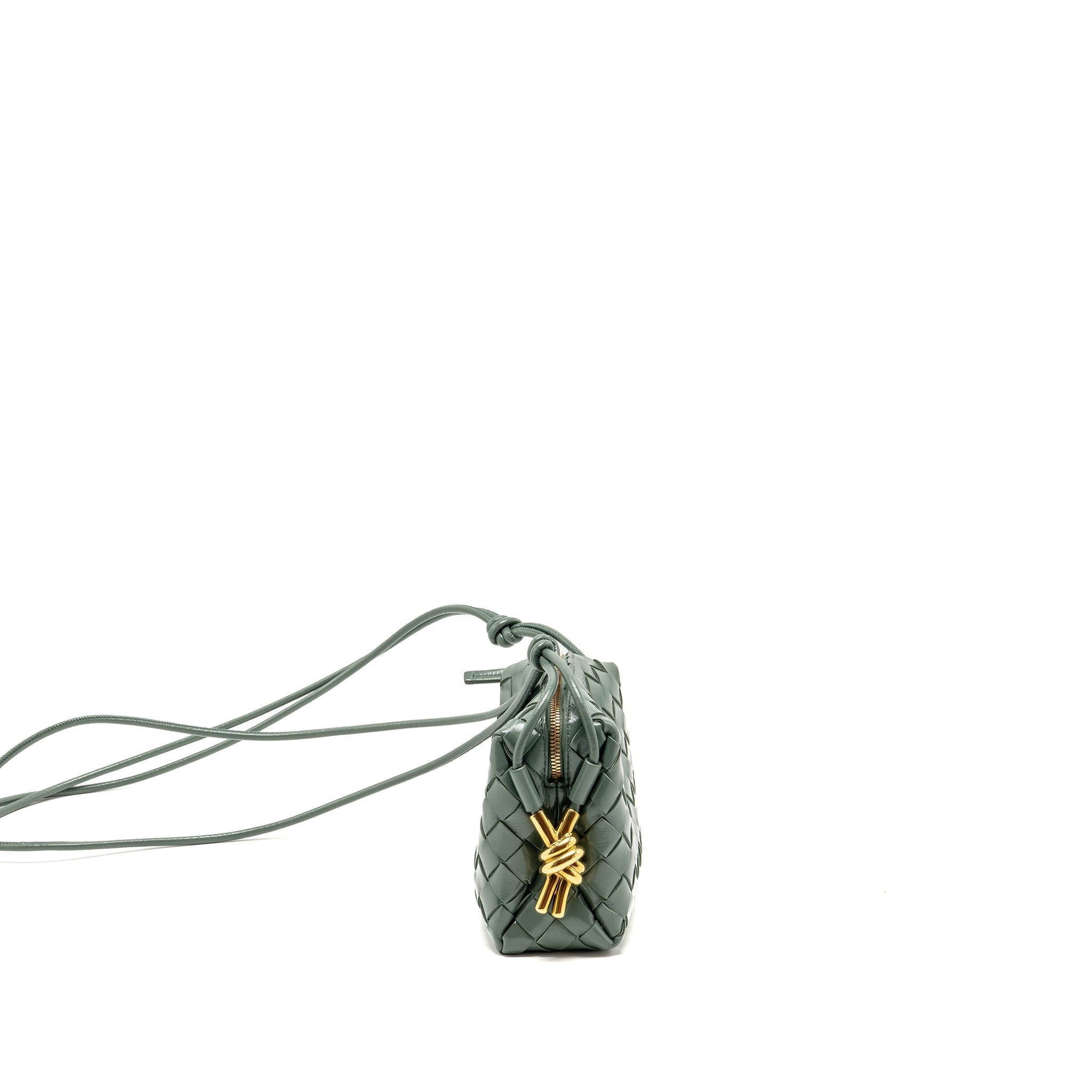 BOTTEGA VENETA MINI LOOP BAG METAL KNOTS CALFSKIN GREEN GHW