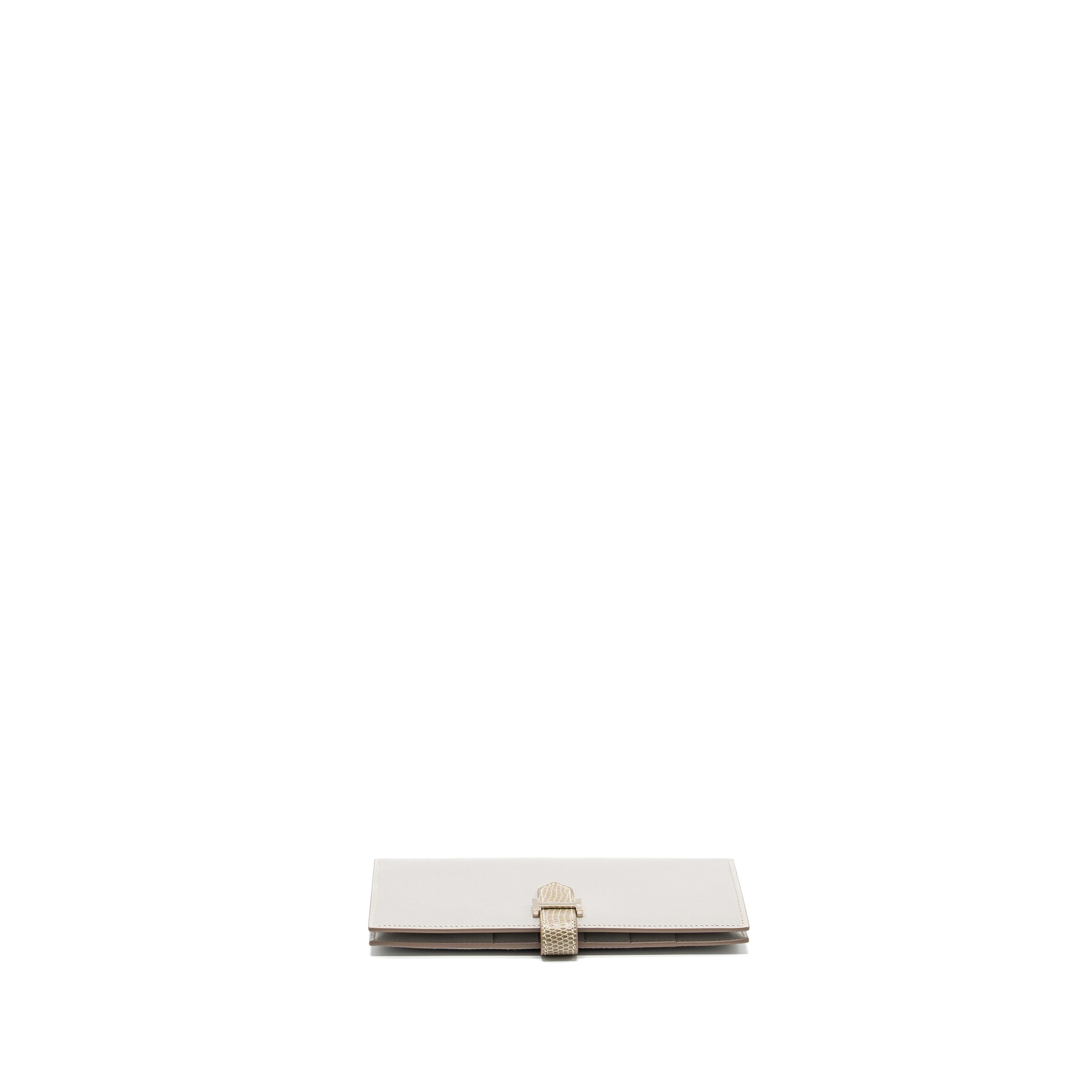 HERMES BEARN LONG WALLET TADELAKT/LIZARD GRIS PERLE/FICELLE SHW