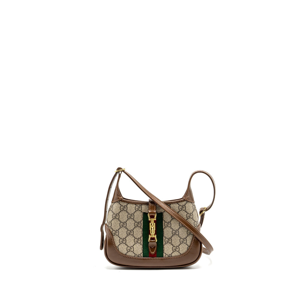 GUCCI JACKIE 1961 MINI SHOULDER BAG GG SUPREME CANVAS/CALFSKIN BROWN/MULTICOLOUR GHW