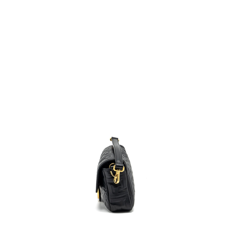 FENDI BAGUETTE BAG WITH FF MOTIF NAPPA BLACK GHW
