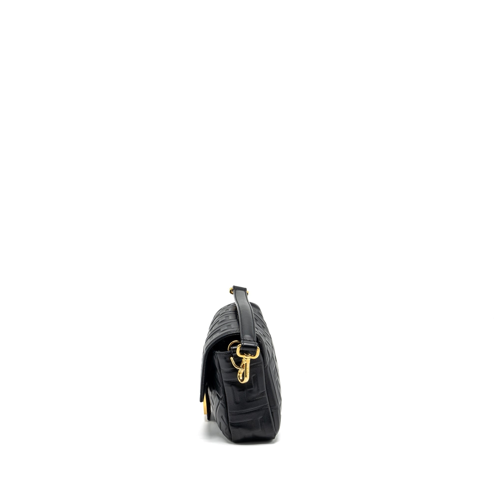 FENDI BAGUETTE BAG WITH FF MOTIF NAPPA BLACK GHW