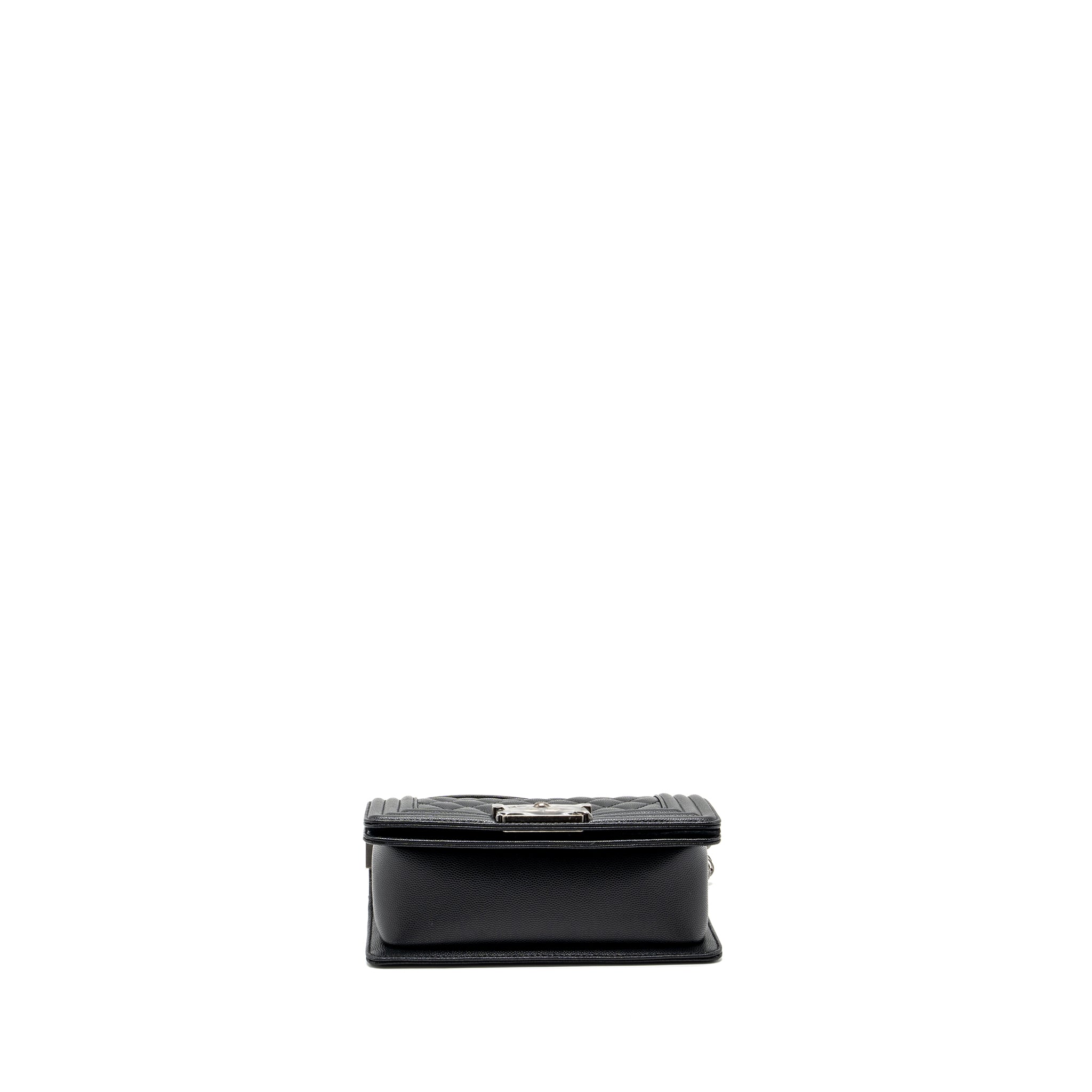 CHANEL SMALL BOY BAG CAVIAR BLACK RUTHENIUM HARDWARE (MICROCHIP)