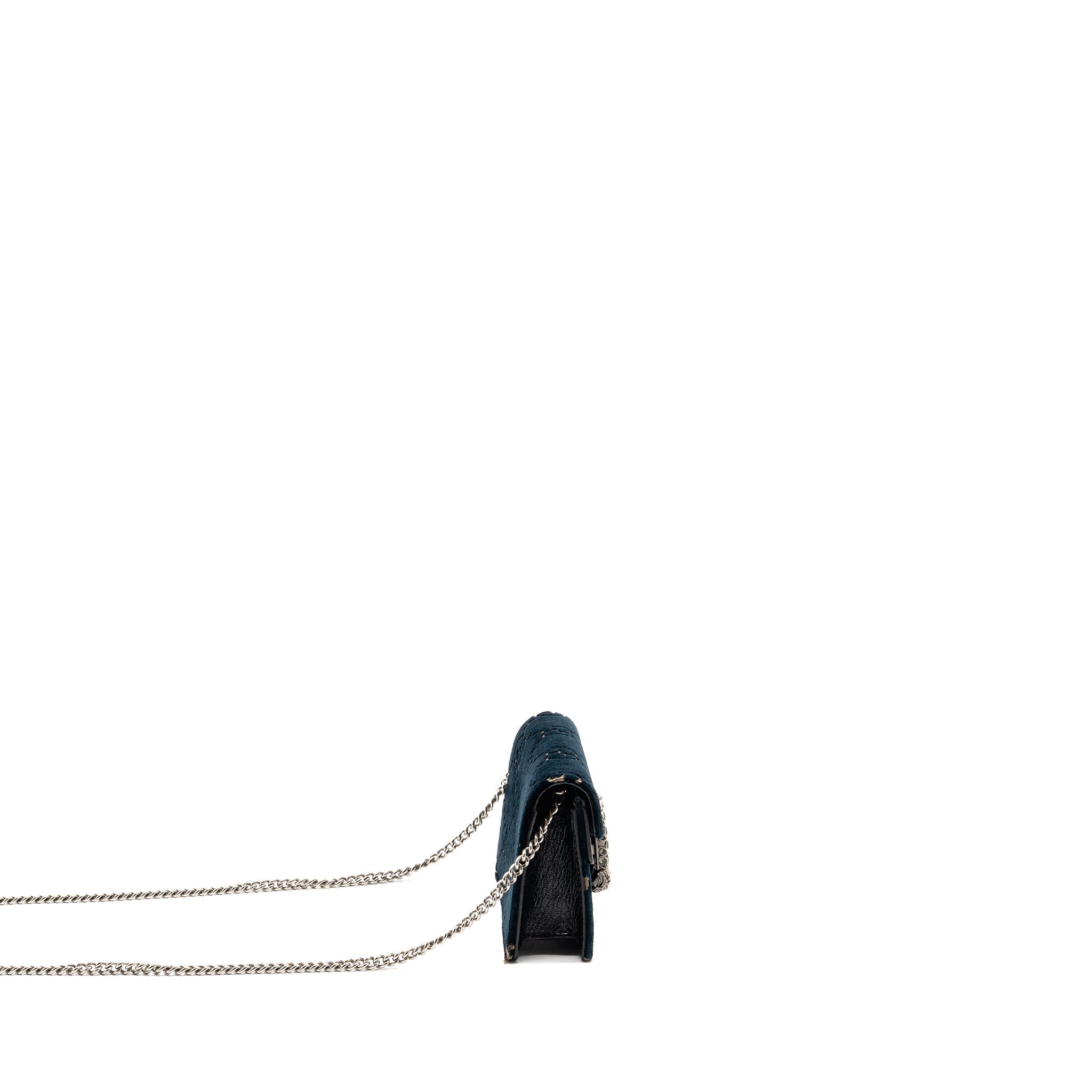 GUCCI DIONYSUS SUPER MINI BAG VELVET DARK BLUE SHW