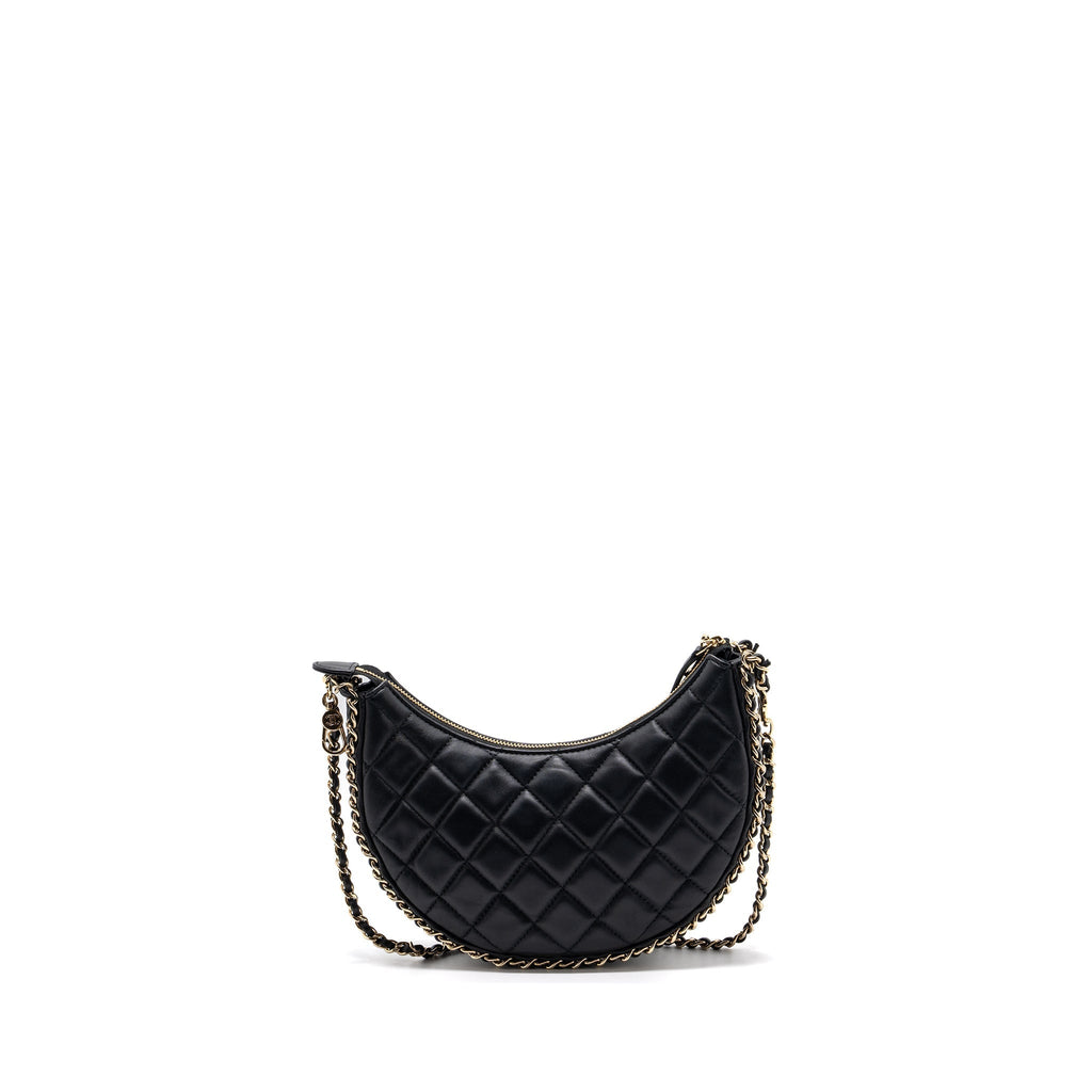 CHANEL SMALL MOON HOBO BAG LAMBSKIN BLACK LGHW (MICROCHIP)