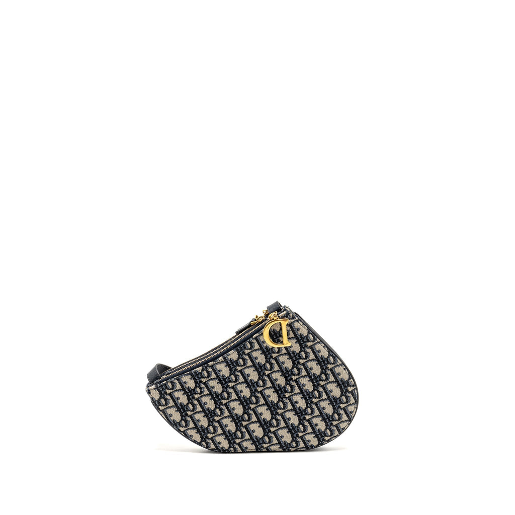 DIOR SADDLE TRIO POUCH WITH STRAP OBLIQUE CANVAS GHW
