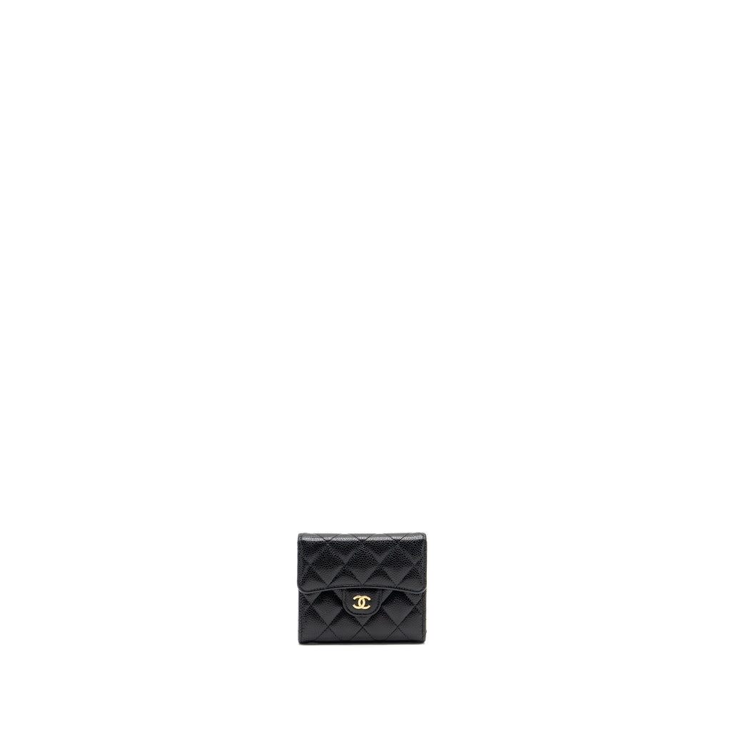 CHANEL CLASSIC COMPACT WALLET CAVIAR BLACK GHW