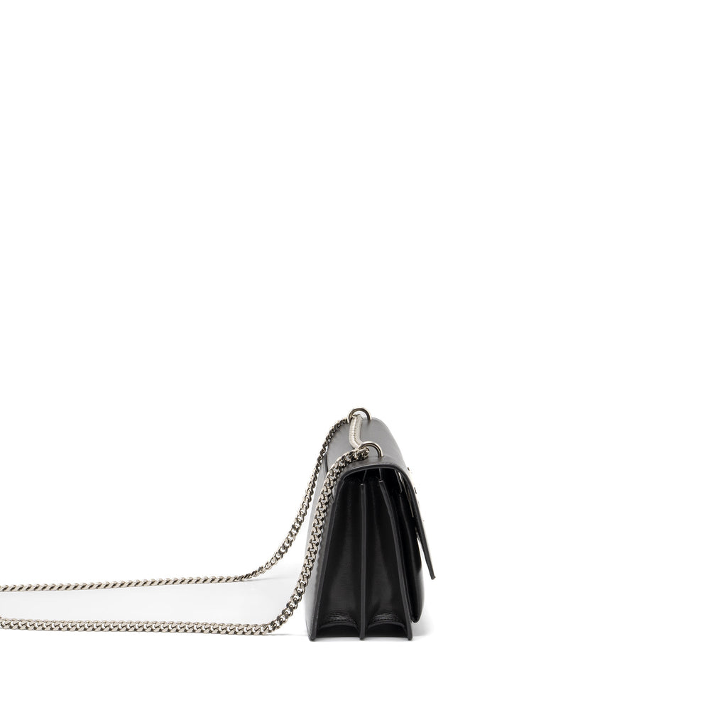 SAINT LAURENT MEDIUM SUNSET CHAIN BAG CALFSKIN DARK GREY RUTHENIUM HARDWARE
