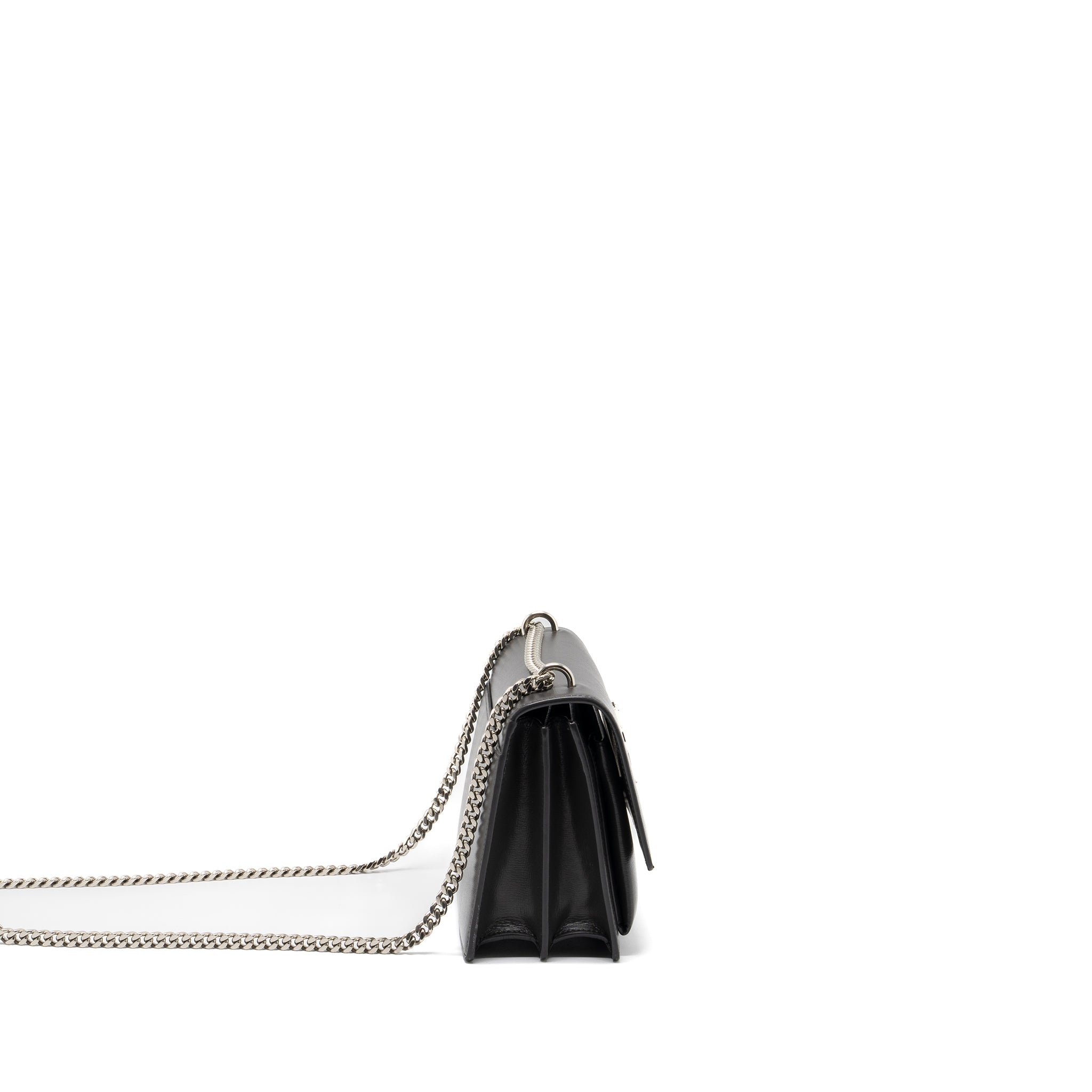 SAINT LAURENT MEDIUM SUNSET CHAIN BAG CALFSKIN DARK GREY RUTHENIUM HARDWARE