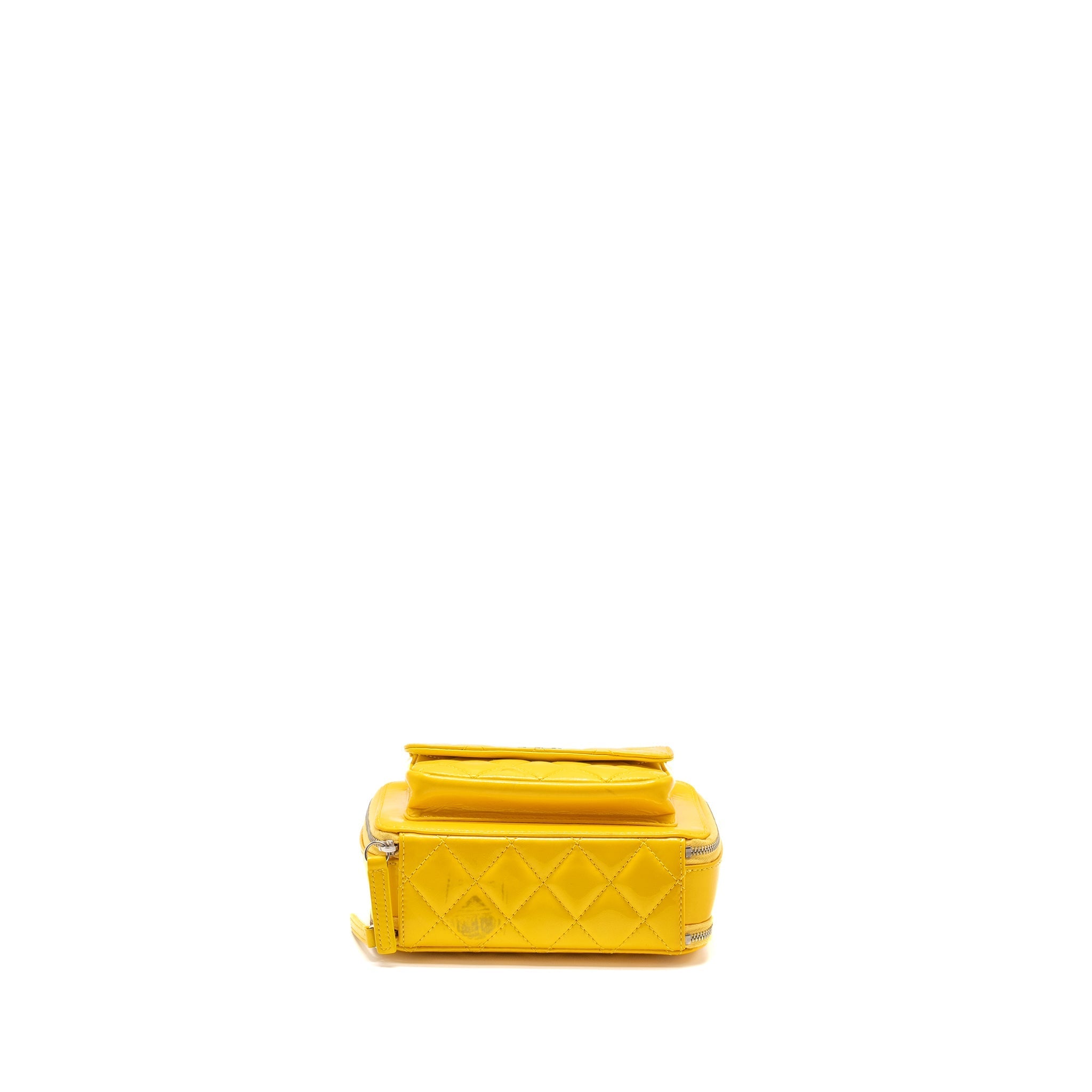 CHANEL POCKET BOX CAMERA BAG PATENT YELLOW SHW