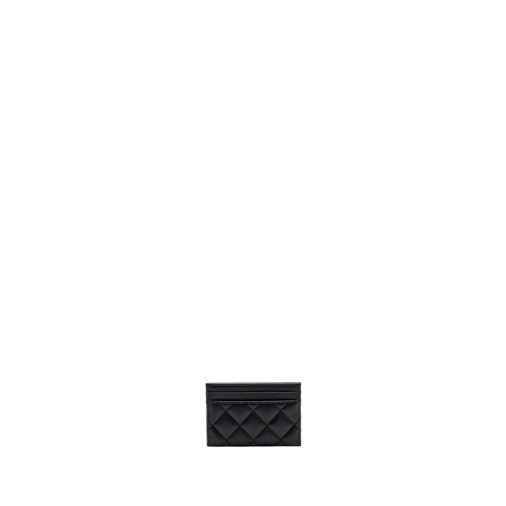 CHANEL GIANT DETAILED CC LOGO CARD HOLDER CAVIAR BLACK LGHW (MICROCHIP)