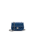 CHANEL MINI RECTANGULAR FLAP BAG LAMBSKIN BLUE LGHW