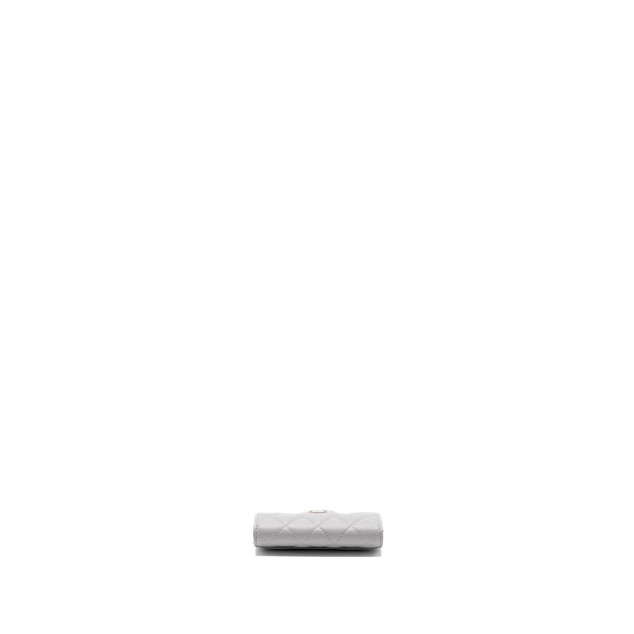 CHANEL CLASSIC FLAP CARD HOLDER CAVIAR LIGHT GREY LGHW