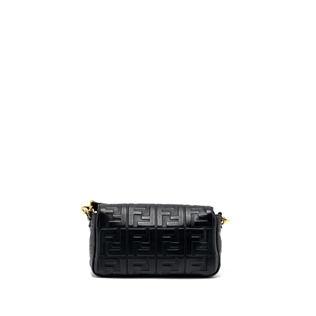 FENDI BAGUETTE BAG WITH FF MOTIF NAPPA BLACK GHW