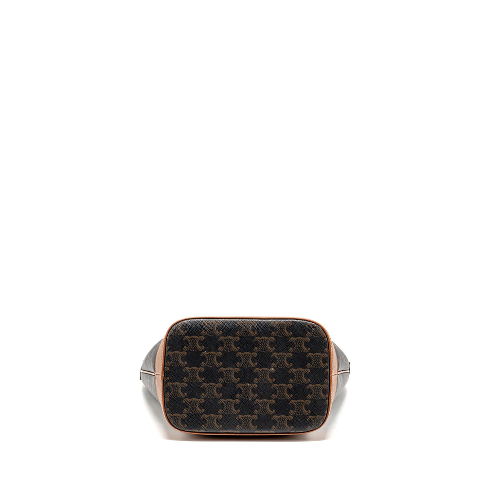 CELINE SMALL BUCKET BAG TRIOMPHE CANVAS / CALFSKIN TAN GHW