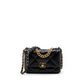 CHANEL SMALL 19 BAG LAMBSKIN BLACK MULTICOLOR HARDWARE (MICROCHIP)