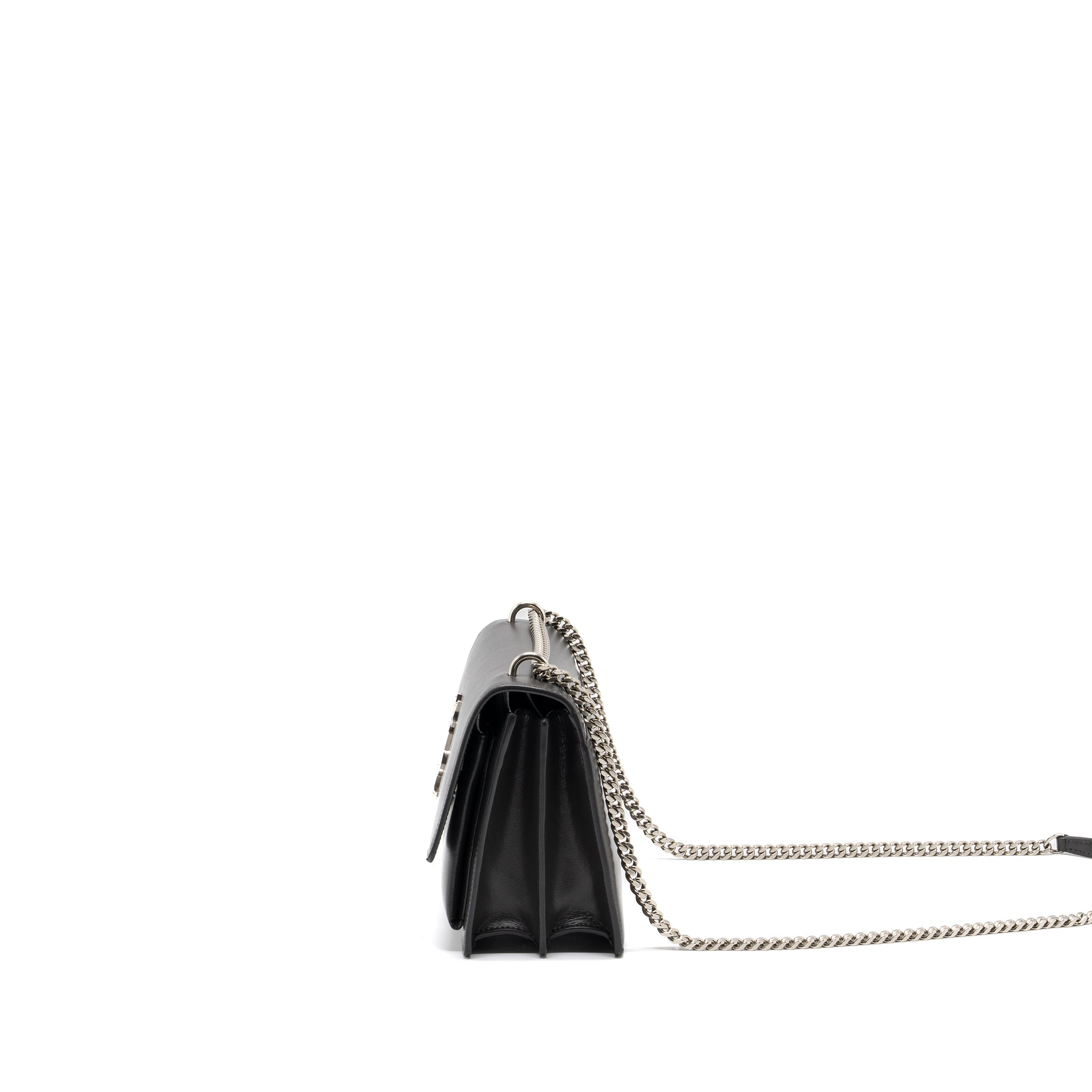 SAINT LAURENT MEDIUM SUNSET CHAIN BAG CALFSKIN DARK GREY RUTHENIUM HARDWARE