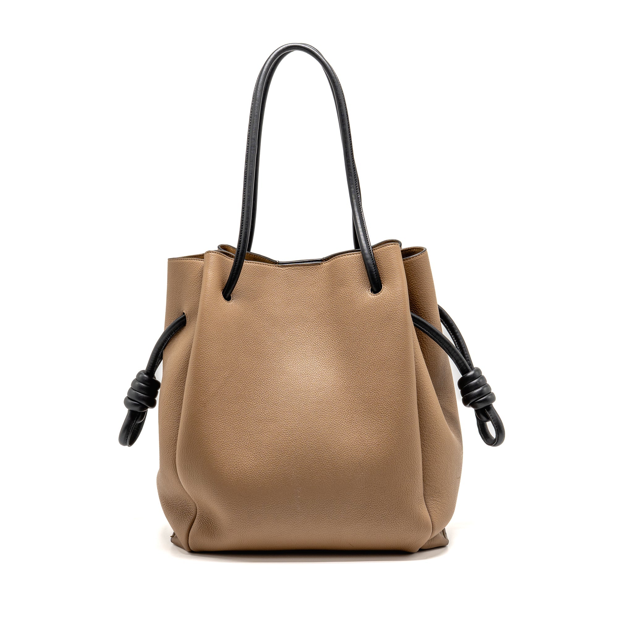 LOEWE FLAMENCO KNOT TOTE BAG GRAINED CALFSKIN BROWN/BLACK SHW