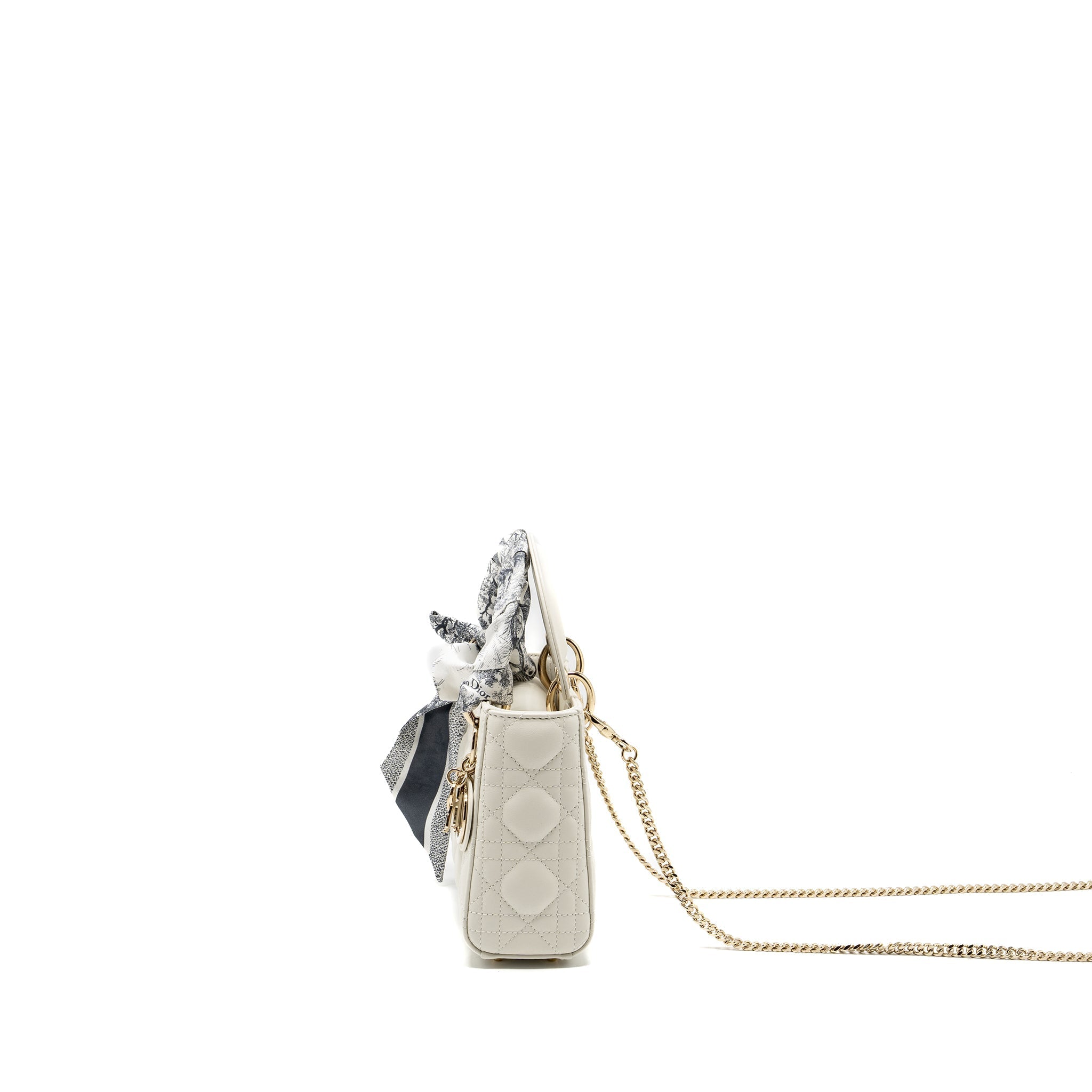 DIOR MINI LADY DIOR LAMBSKIN WHITE LGHW