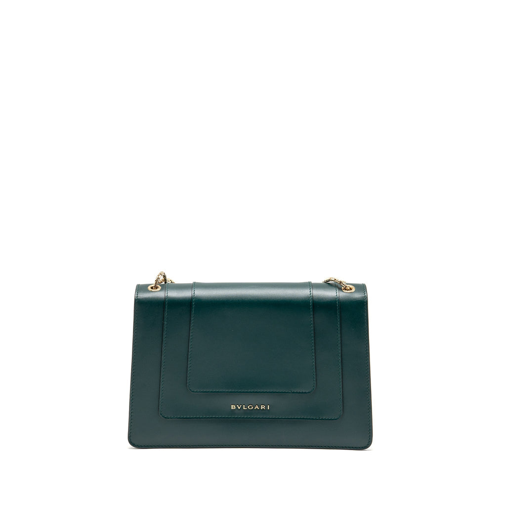 BVLGARI SERPENTI FOREVER FLAP BAG CALFSKIN GREEN LGHW
