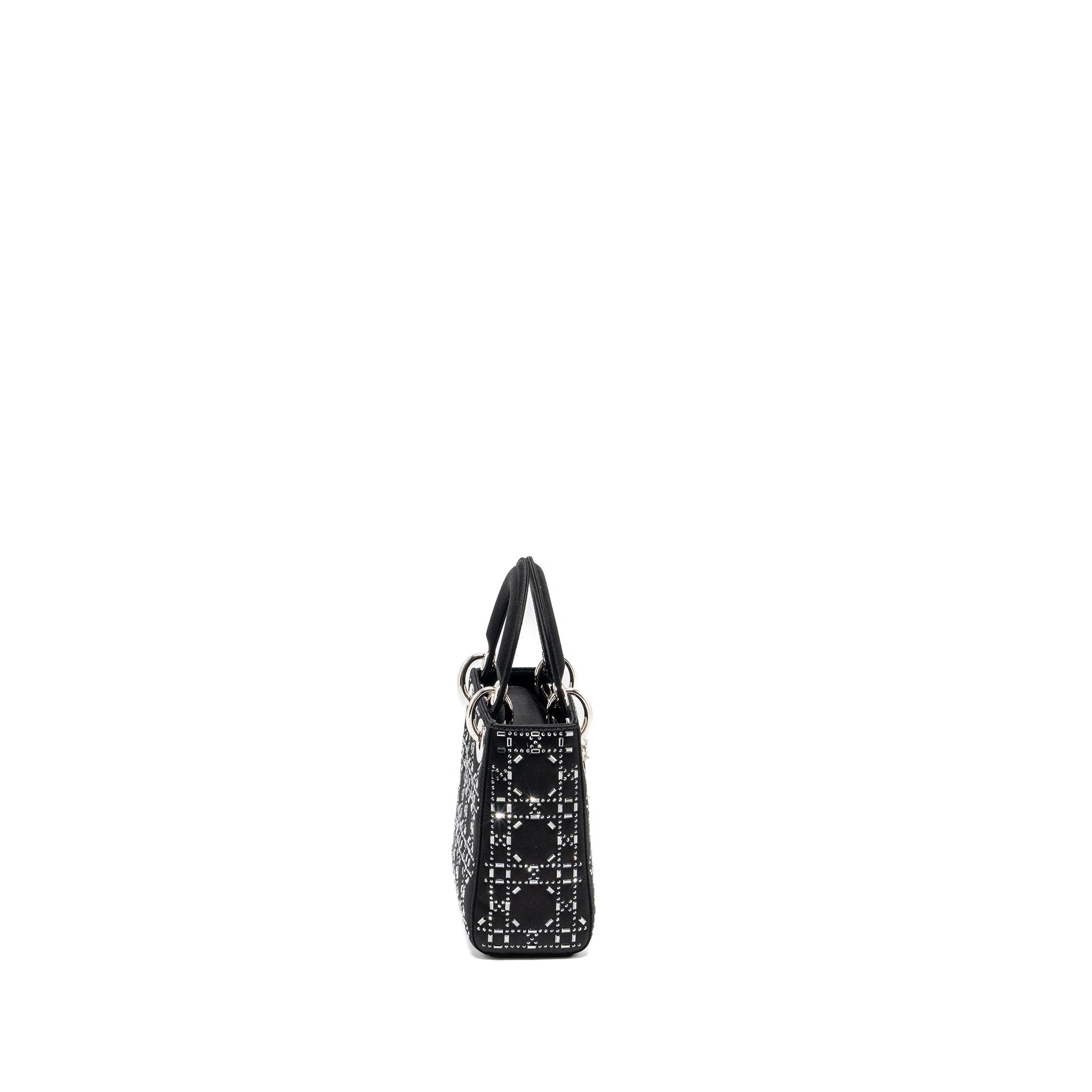 DIOR MINI LADY DIOR SATIN CRYSTAL BLACK SHW