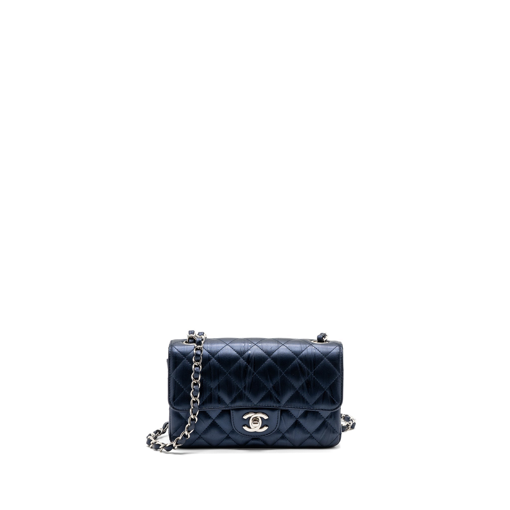 CHANEL MINI RECTANGULAR FLAP BAG CALFSKIN LIMITED DARK BLUE SHW