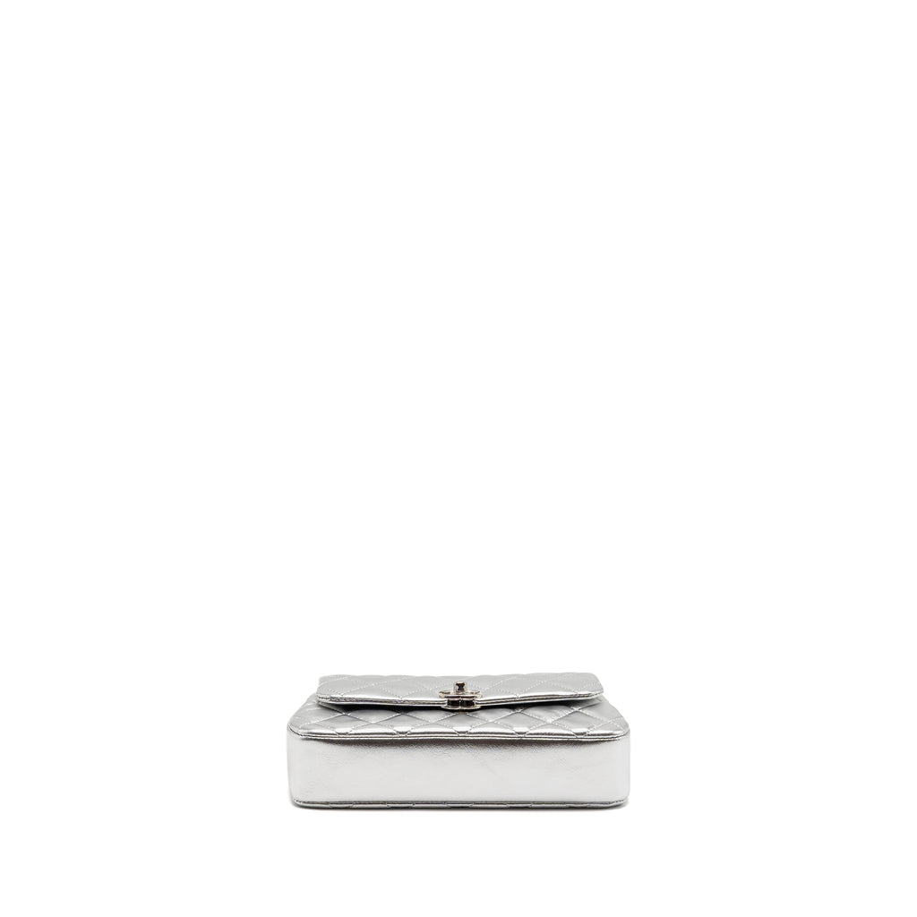 CHANEL 25S O-PHONE HOLDER WITH CHAIN CALFSKIN SILVER SHW(MICROCHIP)