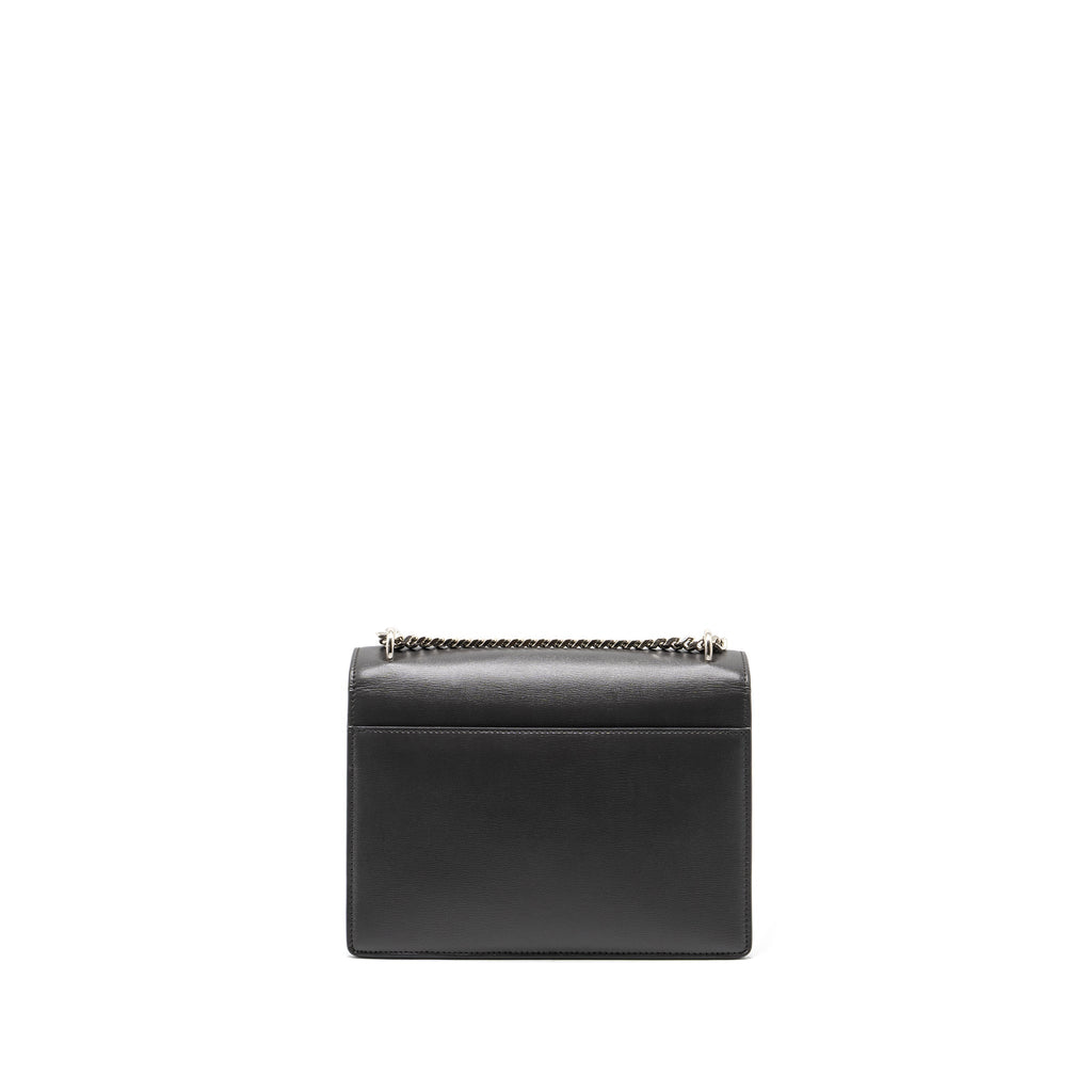 SAINT LAURENT MEDIUM SUNSET CHAIN BAG CALFSKIN DARK GREY RUTHENIUM HARDWARE