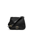 FENDI VINTAGE FF FLAP SHOULDER BAG NYLON BLACK GHW