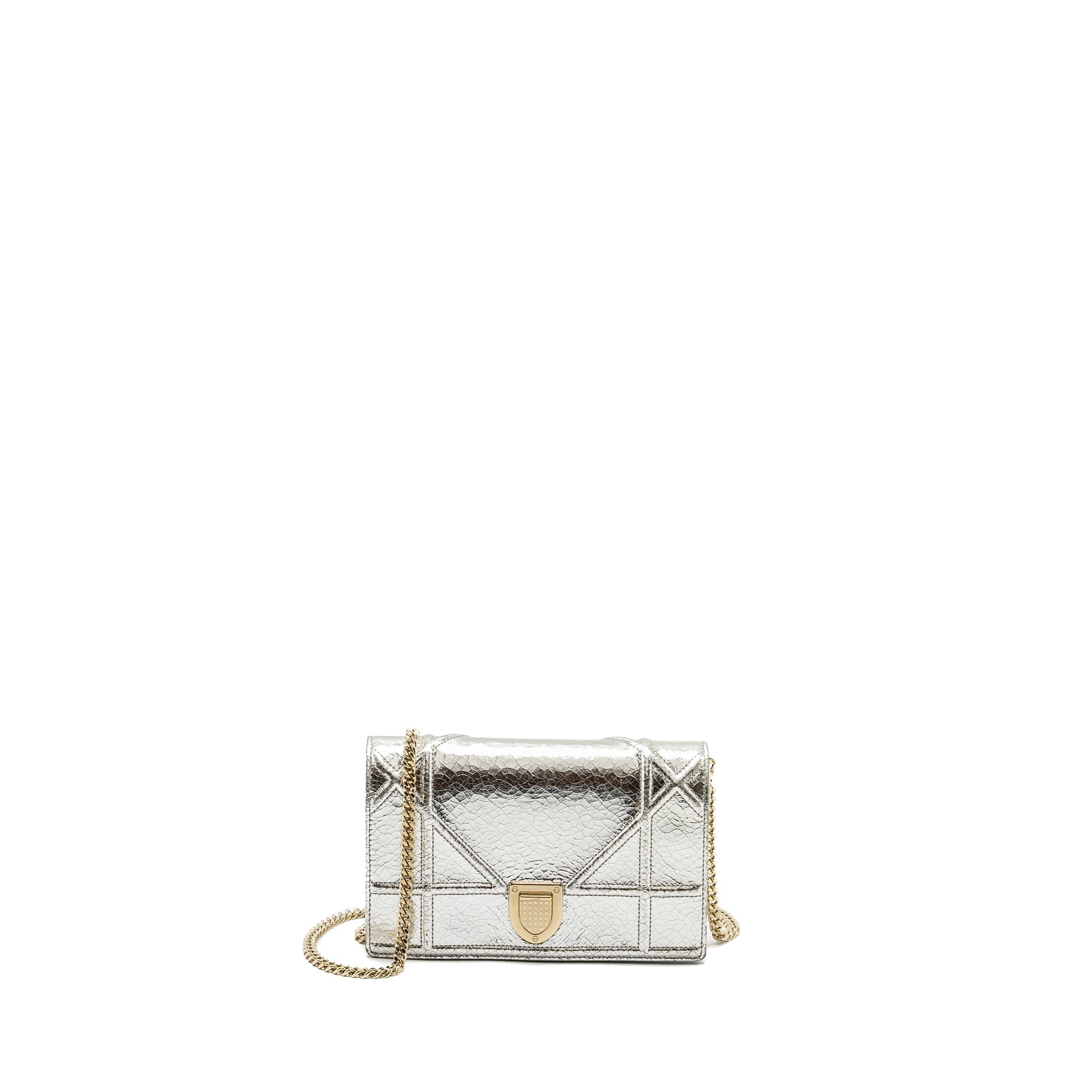 DIOR MINI DIORAMA BAG LEATHER METALLIC SILVER LGHW