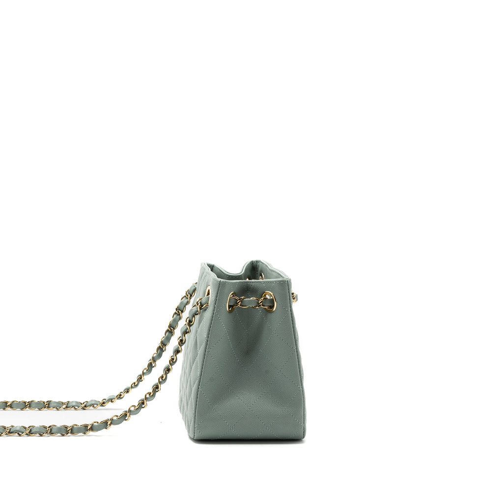 CHANEL 23C MINI BUCKET TOTE BAG CAVIAR LIGHT GREY LGHW (MICROCHIP)