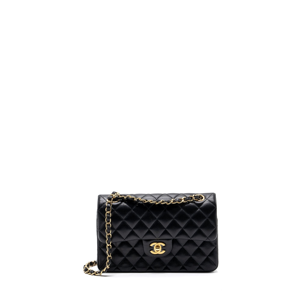 CHANEL SMALL CLASSIC DOUBLE FLAP BAG LAMBSKIN BLACK GHW
