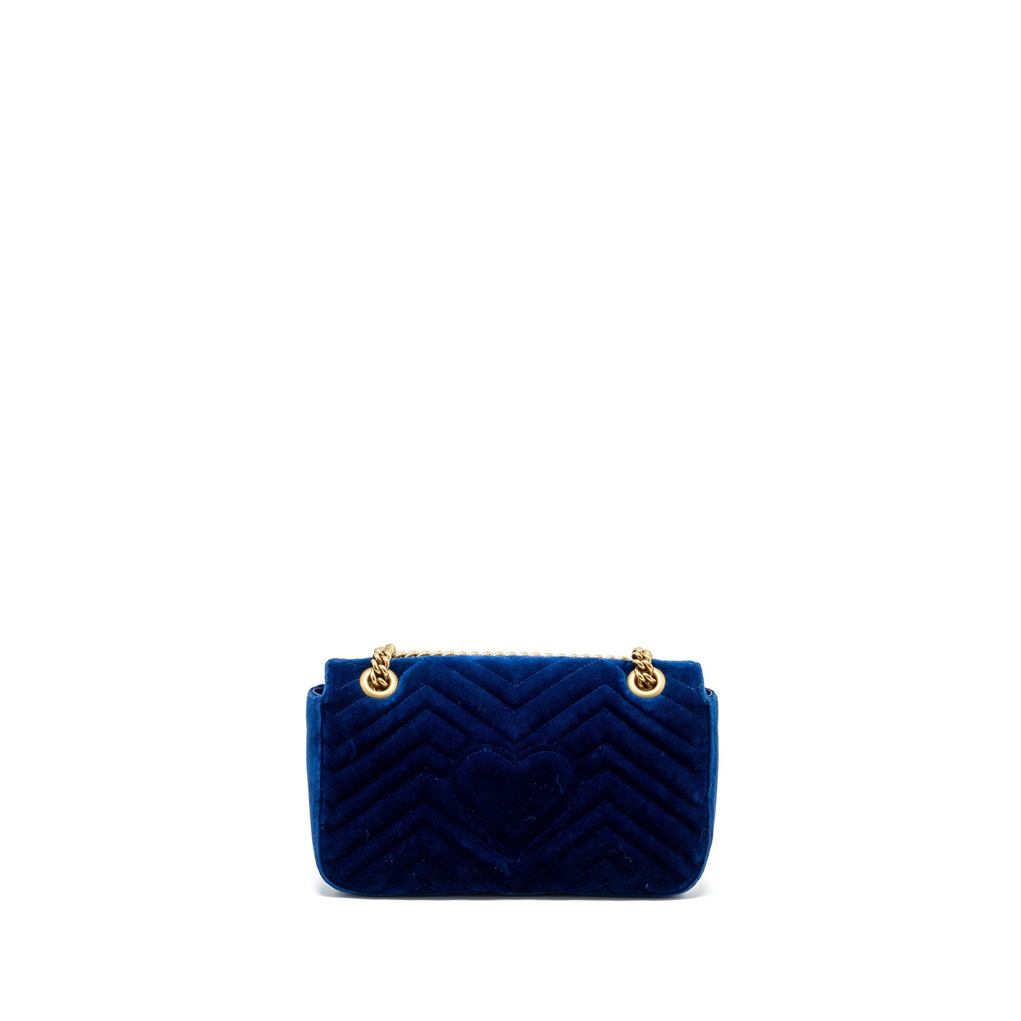 GUCCI SMALL GG MARMONT SHOULDER BAG VELVET BLUE GHW