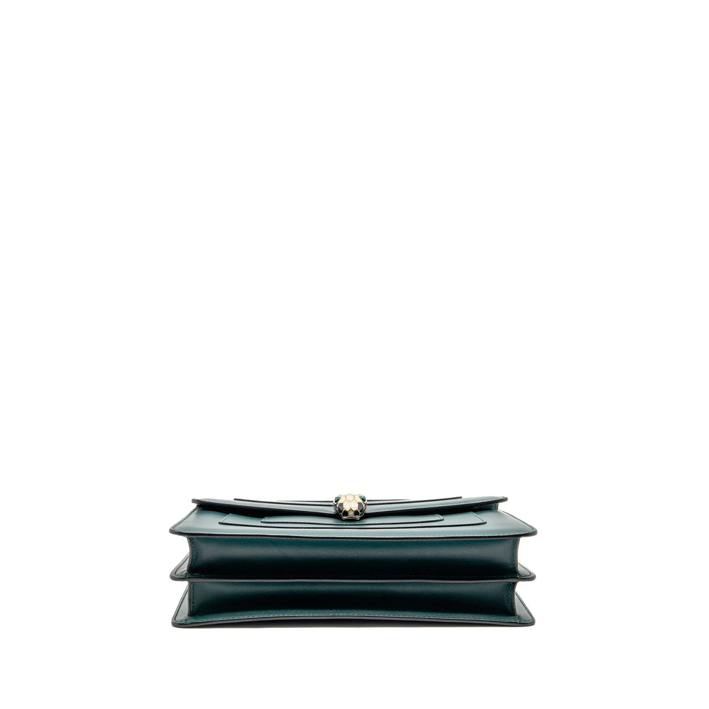 BVLGARI SERPENTI FOREVER FLAP BAG CALFSKIN GREEN LGHW