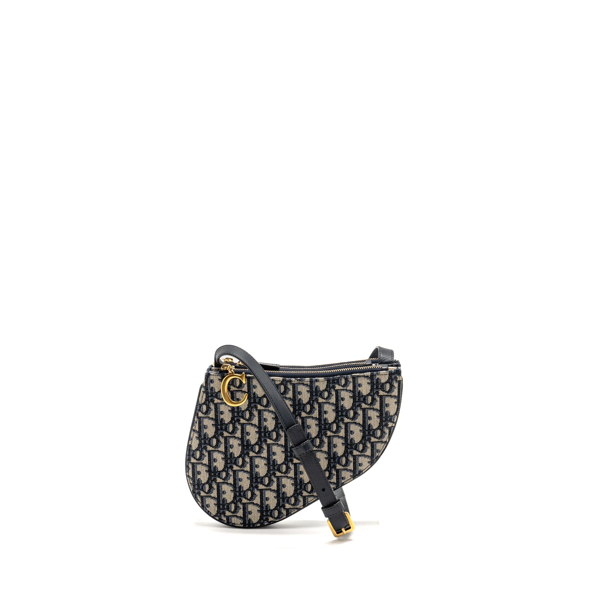 DIOR SADDLE TRIO POUCH WITH STRAP OBLIQUE CANVAS GHW