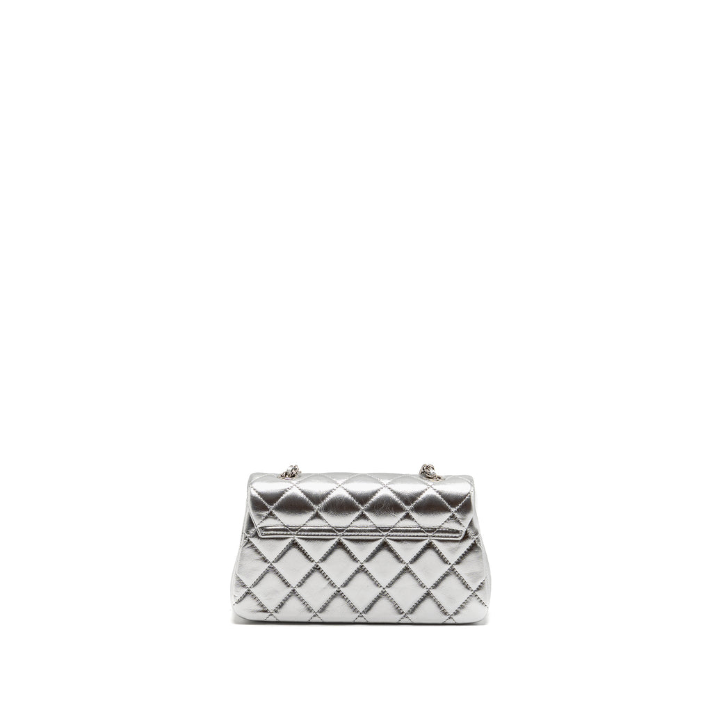 CHANEL 25S O-PHONE HOLDER WITH CHAIN CALFSKIN SILVER SHW(MICROCHIP)