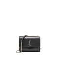 SAINT LAURENT MEDIUM SUNSET CHAIN BAG CALFSKIN DARK GREY RUTHENIUM HARDWARE