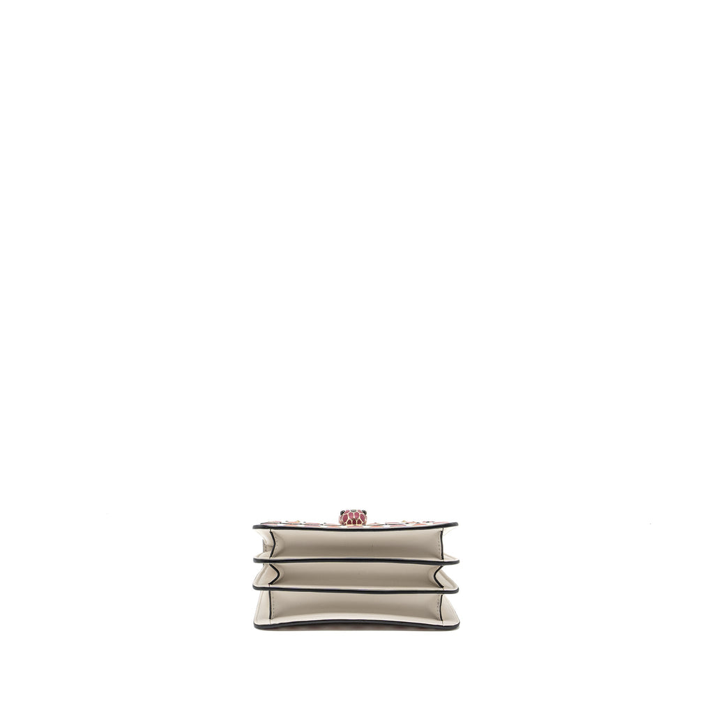 BVLGARI SERPENTI FOREVER TOP HANDLE BAG LIMITED EDITION CALFSKIN WHITE/MULTICOLOUR LGHW