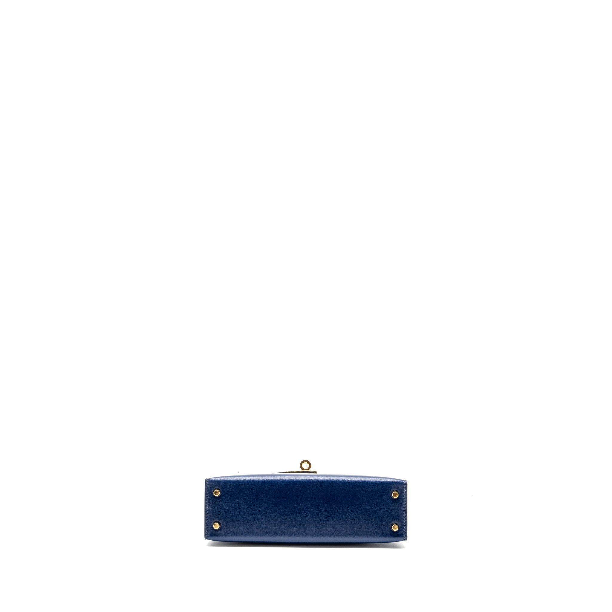 HERMES MINI KELLY II BOX CALFSKIN BLUE SAPHIR GHW