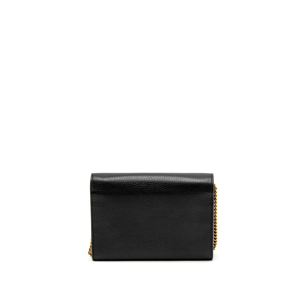 GUCCI MARMONT WALLET ON CHAIN CALFSKIN BLACK BRUSHED GHW